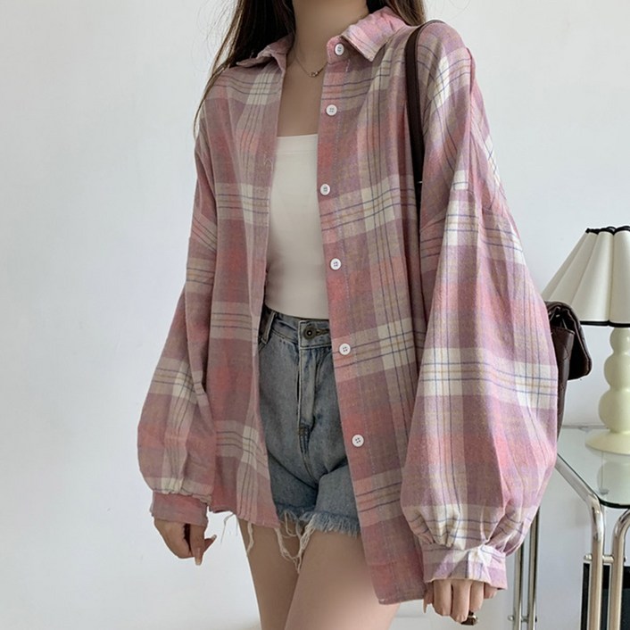 노이디제이 체크무늬 벌룬소매 오버핏 남방 DJ1047 노이디제이 체크무늬 벌룬소매 오버핏 남방 DJ1047