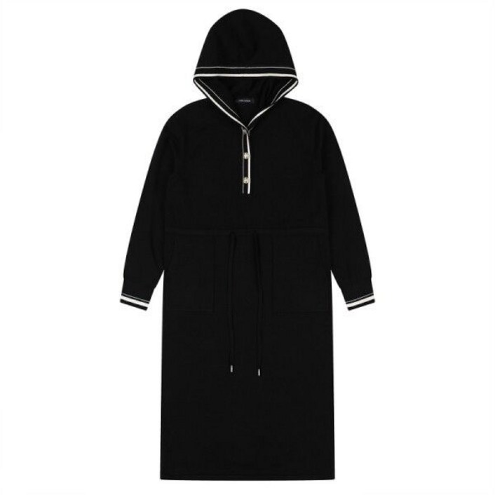 라인 배색 후드 니트 원피스 (CJC-KO001W9) 329809