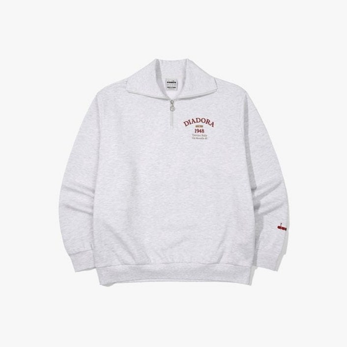 디아도라 맨투맨 에센셜 카라 기모 MELANGE GREY 스웻셔츠