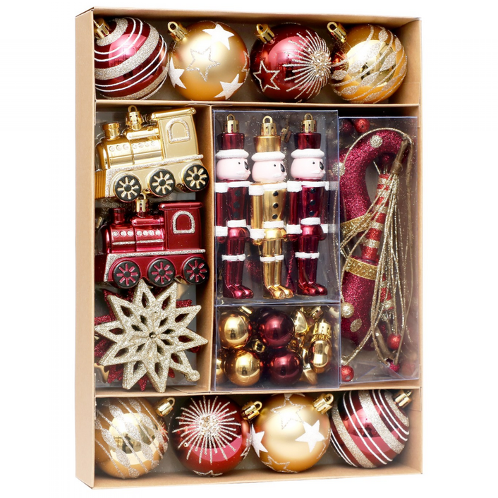 크리스마스 트리 장식 볼 오너먼트 50pcs, 레드골드, 1세트
