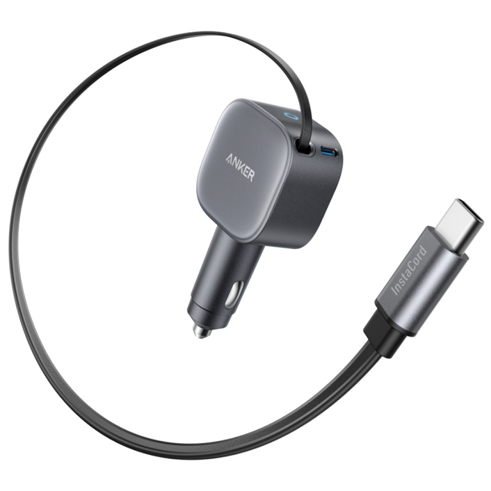 앤커 나노 75W 2포트 차량용 고속 충전기 (C타입 케이블 일체형), 그레이, A2738