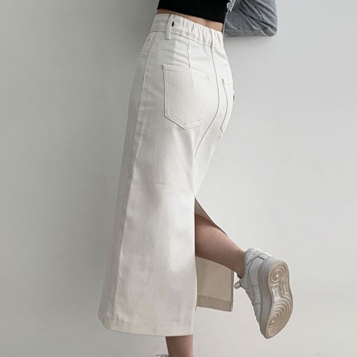 부기샵 숏롱 2단기장 여성 롱 스커트 헤이블 코튼 롱 스커트