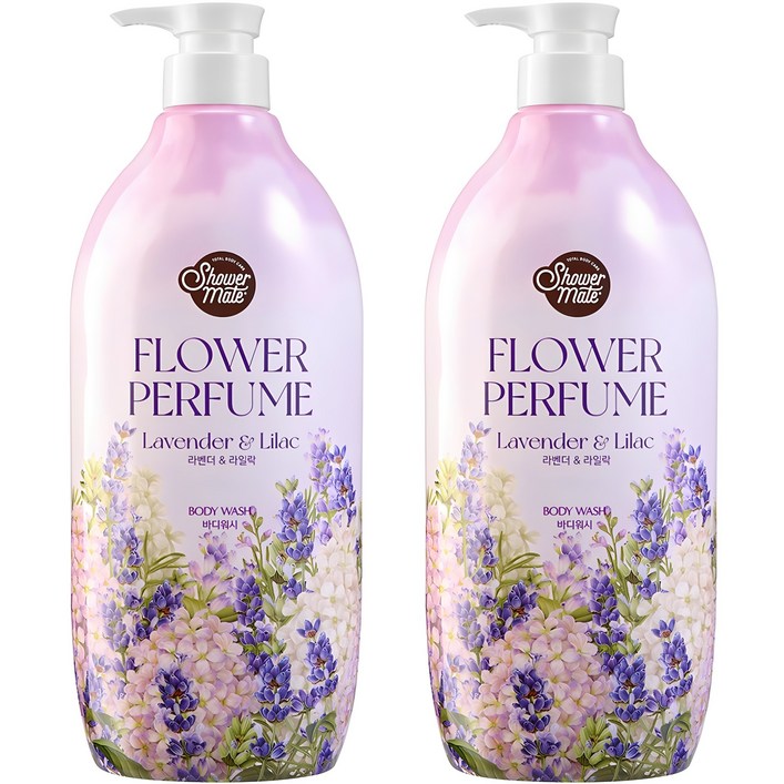 샤워메이트 퍼플플라워 퍼퓸 바디워시 라벤더&라일락 향, 900ml, 2개