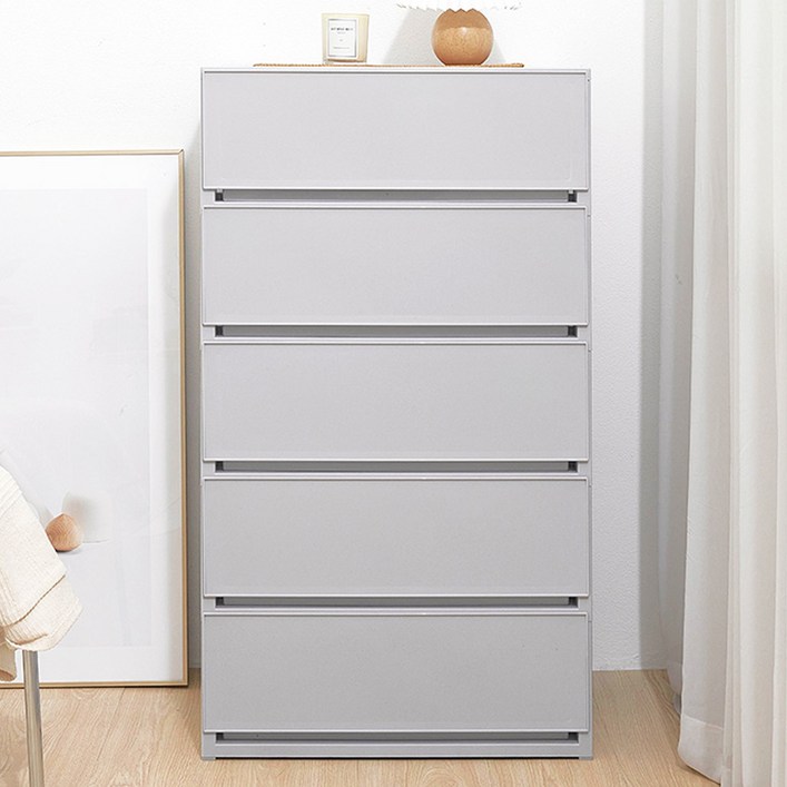 코멧 국내생산 폭 넓은 모던 서랍장, 그레이, 5단
