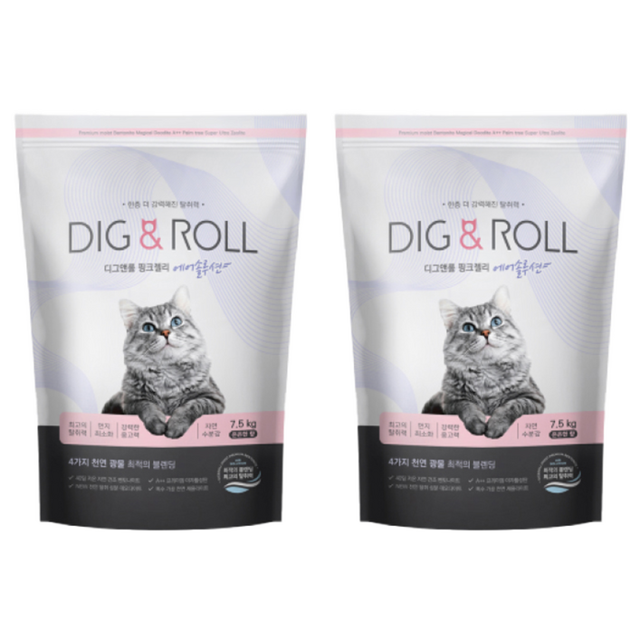 디그앤롤 핑크젤리 에어솔루션 고양이 모래 은은한향