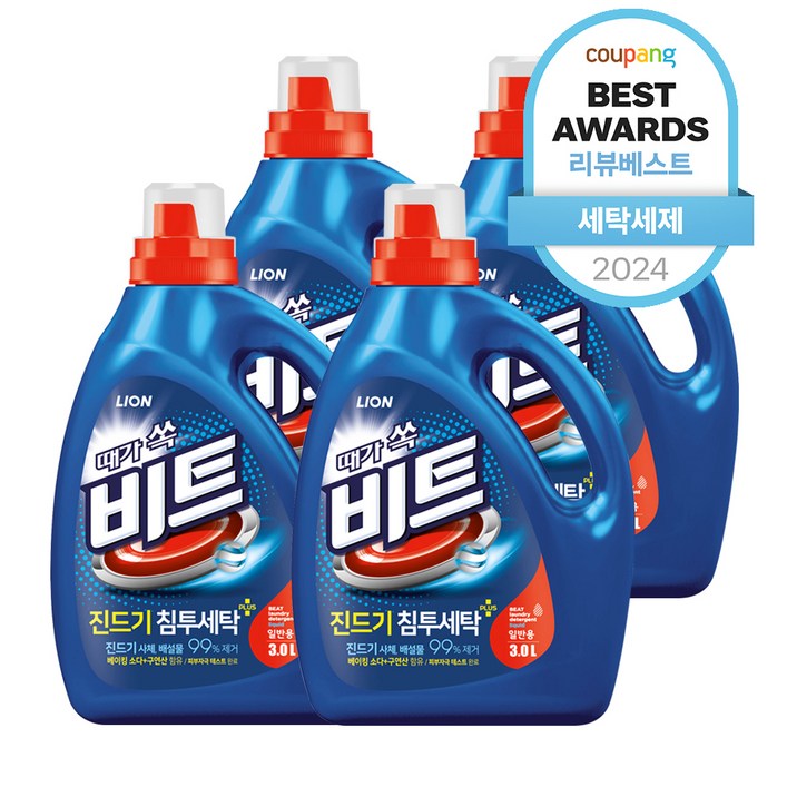 비트 진드기 액체세제 일반용 본품, 3L, 4개 비트 진드기 액체세제 일반용 본품, 3L, 4개