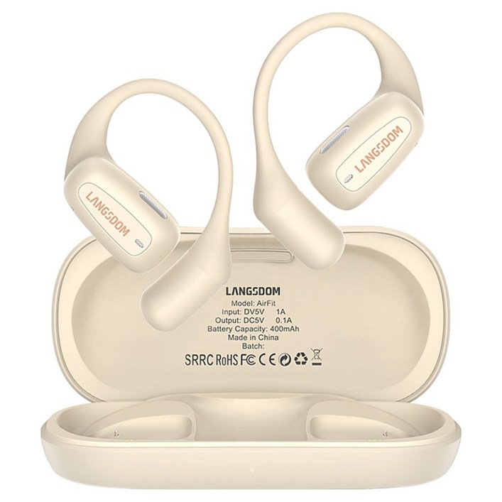 랭스돔 오픈형 에어핏 블루투스 공기전도 무선 이어폰, 베이지, TS15