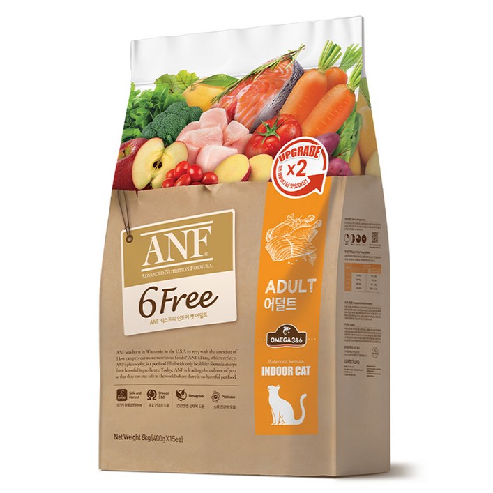 ANF 식스프리 인도어 캣 기능성 사료, 어덜트, 6kg, 1개 ANF 식스프리 인도어 캣 기능성 사료, 어덜트, 6kg, 1개