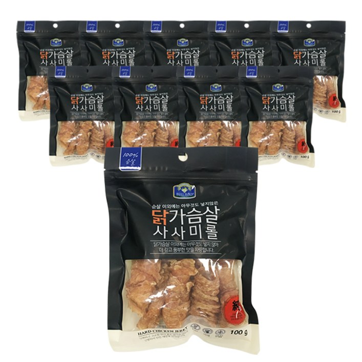 벨버드 사사미롤 강아지 간식, 닭가슴살, 100g, 10개