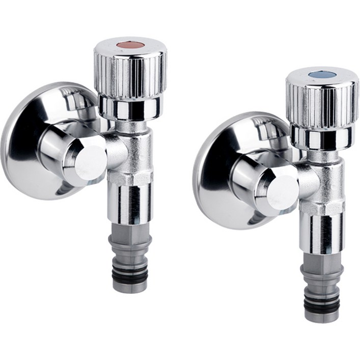 두진 초슬림 세탁기 수도꼭지 L자형 온수  냉수 세트