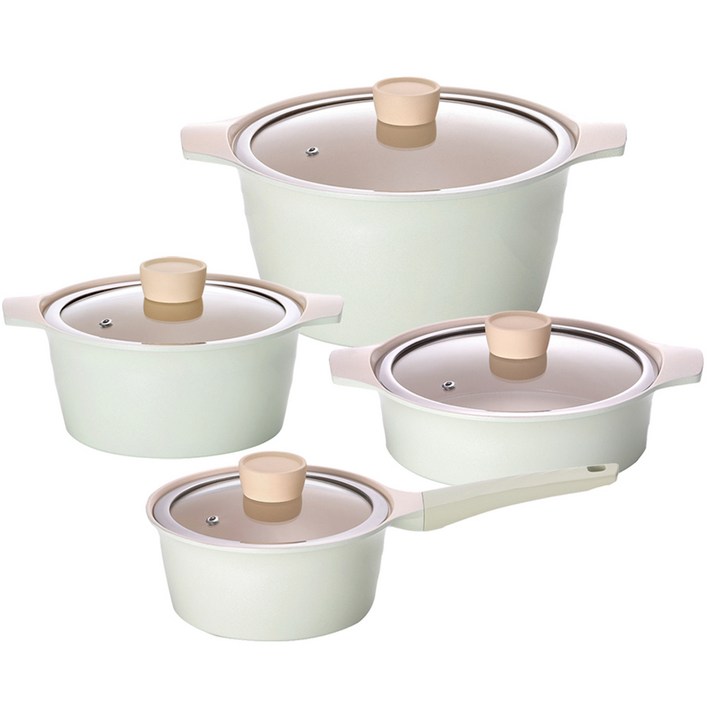 키친플라워 인덕션 쿠킨 레몬민트 세라믹 냄비 세트 4개, 민트, 편수 16cm 양수 18cm 양수 24cm 전골 20cm, 1세트 키친플라워 인덕션 쿠킨 레몬민트 세라믹 냄비 세트 4개, 민트, 편수 16cm 양수 18cm 양수 24cm 전골 20cm, 1세트