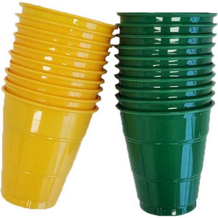 마커스스토어 컬러 플라스틱 생일 파티컵 옐로우 10p  그린 10p 세트