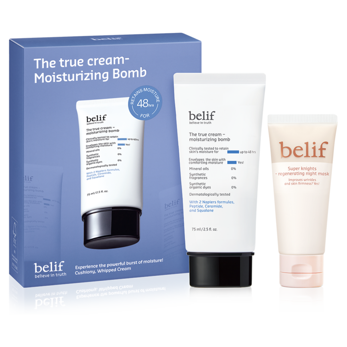 빌리프 더 트루 크림 모이스춰 라이징 밤 75ml  리제너레이팅 나이트 마스크 35ml 세트