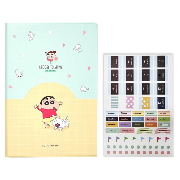 플라잉웨일즈 짱구 포켓 다이어리  스티커 세트 만년형