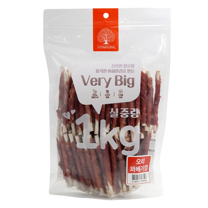 더내추럴 강아지 베리빅 육포, 1kg, 1개, 오리꽈배기껌