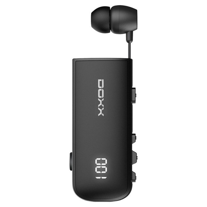 DOXX 자동 줄감김 릴타입 클립형 V5.3 블루투스 이어폰, DXRINGTok, 블랙