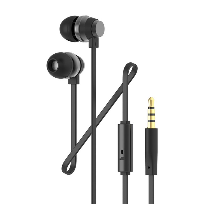 아이리버 3.5mm AUX 갤럭시 노트북 컴퓨터 알루미늄 커널형 유선 이어폰, BHC70M, 블랙