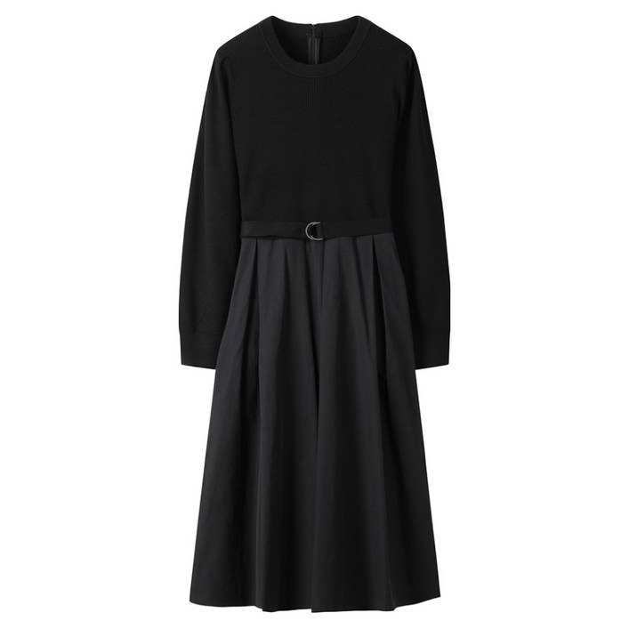 씨씨콜렉트 텍스처 블록 벨티드 니트 드레스