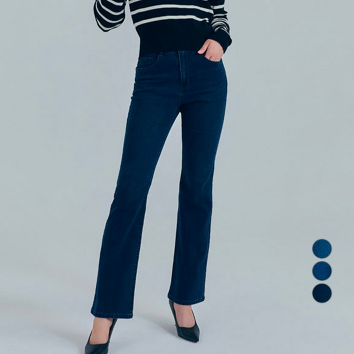 뱅뱅 여성용 간절기 라이크라 부츠컷 데님 팬츠 뱅뱅 여성용 간절기 라이크라 부츠컷 데님 팬츠