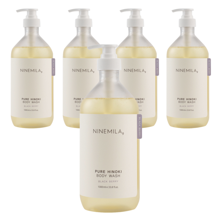 나인밀라 퓨어 히노끼 바디워시 블랙베리향, 1L, 5개