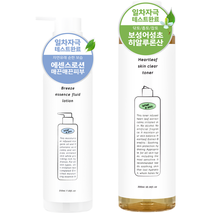 와더스킨 하트리프 스킨클리어 토너 300ml 브리즈 에센스 플루이드 로션 210ml 세트, 1세트