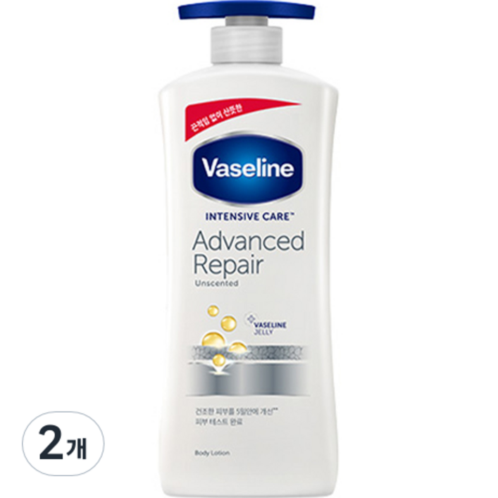 바세린 인텐시브 케어 어드밴스드 리페어 바디로션 무향, 600ml, 2개