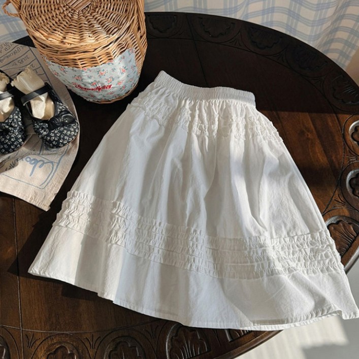 이유몽 아동용 루즈핏 밴딩 프릴 롱 스커트 E6S018