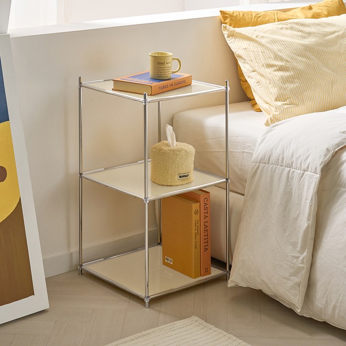 뮤레브 정사각 철제 모듈 미드센츄리 모던 사이드 테이블 선반