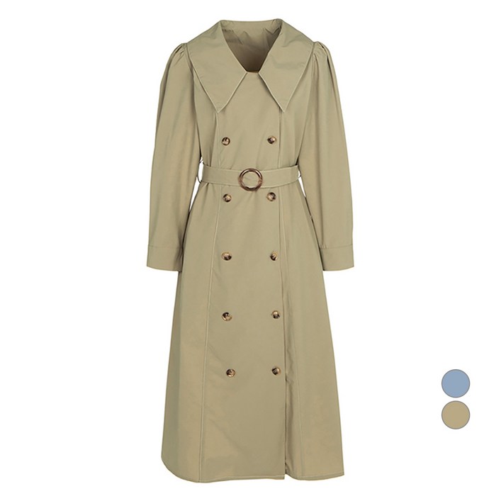 비키 여성용 더블 버튼 트렌치 롱 원피스 TIOAB2510