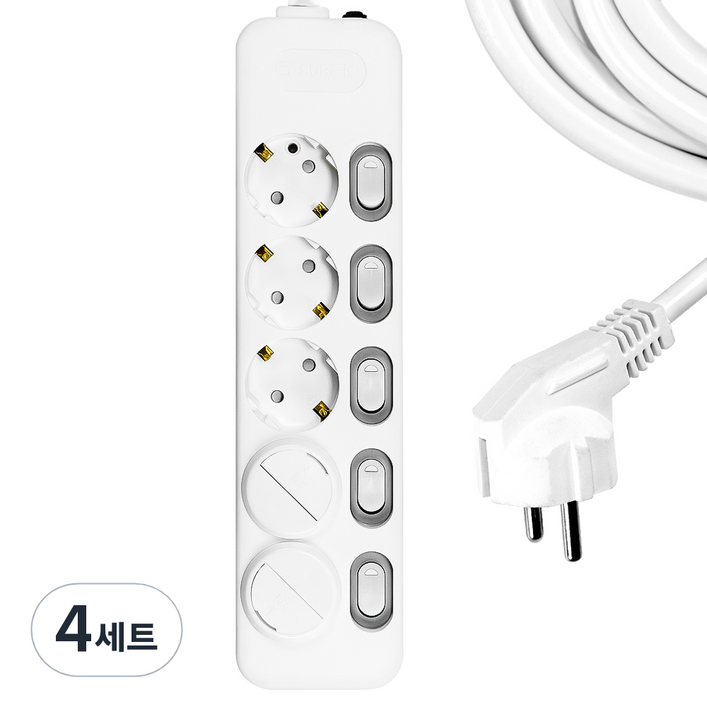 써지오 개별 멀티탭 5구 DH1658MT  안전커버 2p, 1.2m, 단일 색상, 4세트