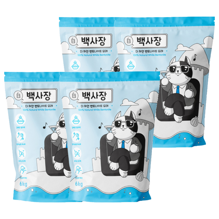 백사장 벤토나이트, 6kg, 4개, 무향