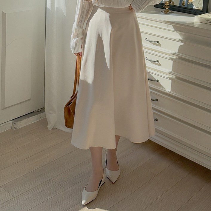 이블렛 빅사이즈 비네티 뒷밴딩 플레어 롱스커트