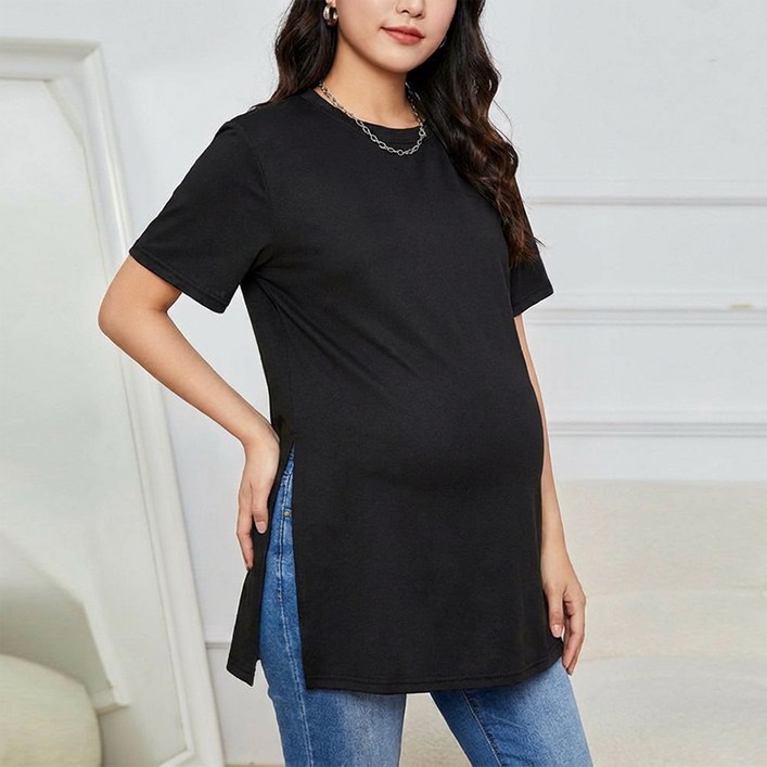 알로데 옆트임 임부 롱티셔츠