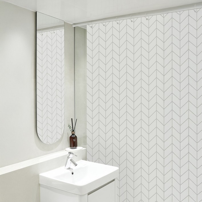 까사마루 방수 샤워 커튼  커튼링 12p  샤워봉 세트