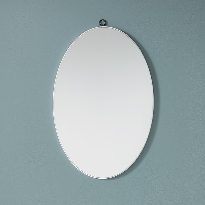 온맘컴퍼니 프랑 우드 타원 벽거울 310 x 510 mm, 화이트