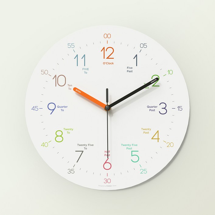 무아스 이지러닝 무소음 교육용 벽시계, 화이트