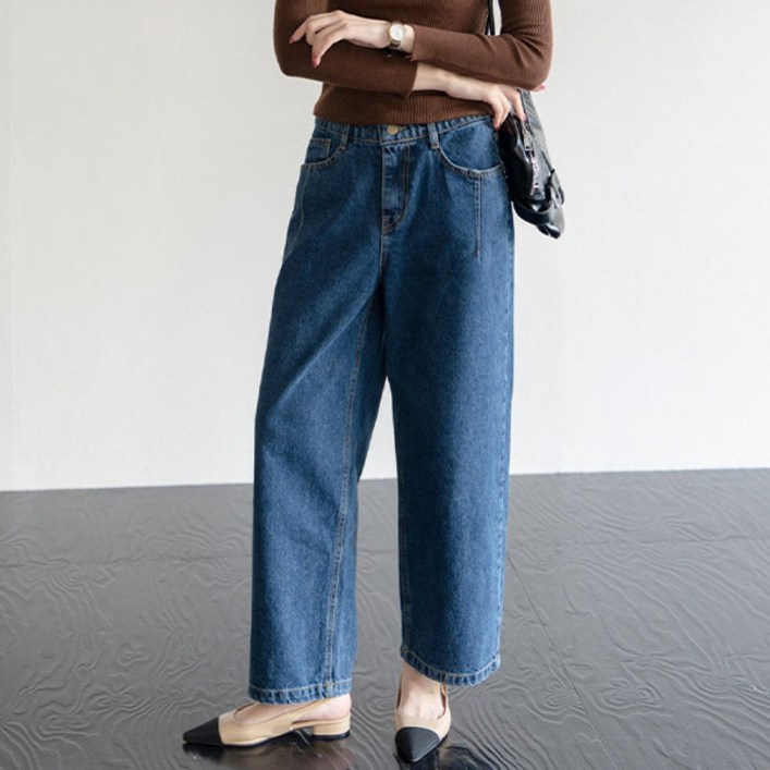 슈가펀 여성용 바리스 다트 배기 데님팬츠