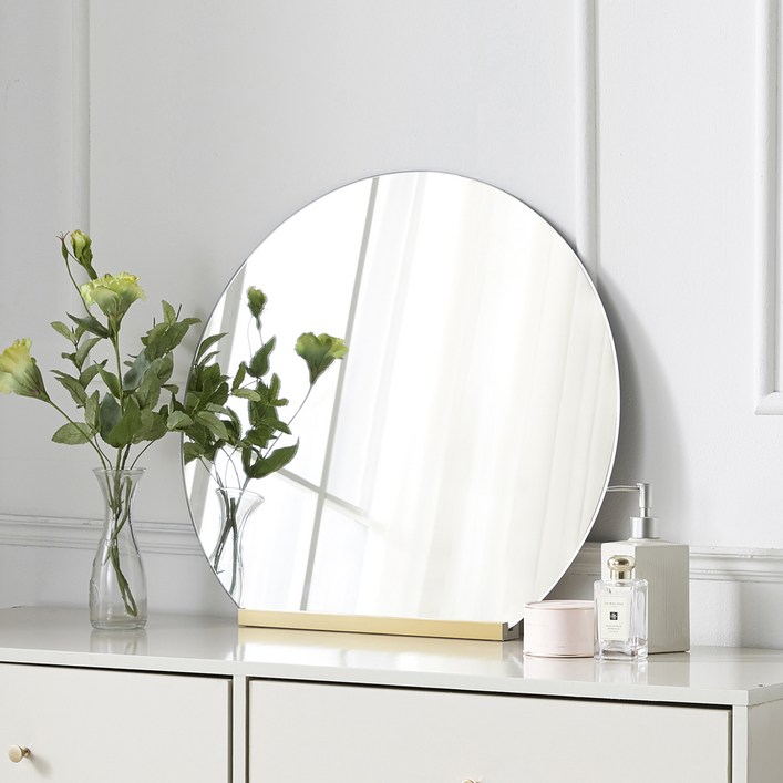 어썸 노프레임 화장대 거울 400, 골드