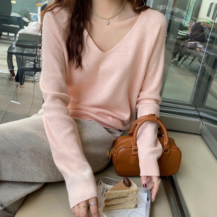 페이퍼먼츠 여성용 리쉬 브이넥 여리해 니트 티셔츠 11469