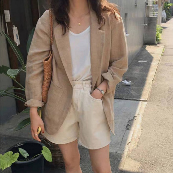바잉바잉몰 여성린넨자켓 박시자켓 여름 오버핏 데일리 바잉바잉몰 여성린넨자켓 박시자켓 여름 오버핏 데일리