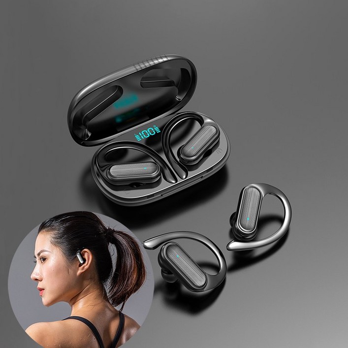 ELSECHO 귀걸이형 무선 블루투스 이어폰 스포츠 노이즈 캔슬링 헤드폰 남은 전력 표시 - 쇼핑앤샵