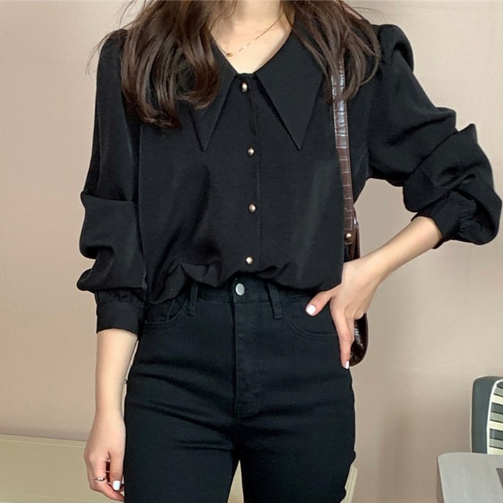플레르 뾰족 카라 여성 블라우스 하객 졸업식 셔츠