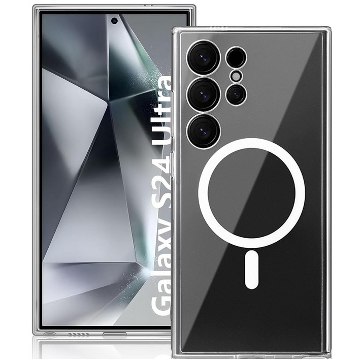 헤미션 갤럭시 S24 울트라 투명 맥세이프 케이스 메탈링 무선 충전독일 바이엘 소재 MagSafe SMA24
