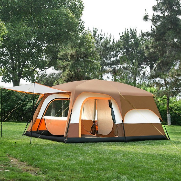 대형돔텐트 Zebeer 대형 원터치 텐트 8인용 투룸 거실 야외 캠핑 텐트 방수 자외선 차단 텐트