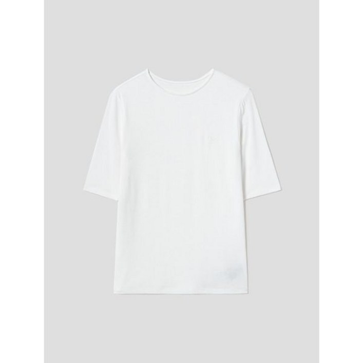 [에잇세컨즈] 화이트 5부 소매 골지 티셔츠 (112842AY21)