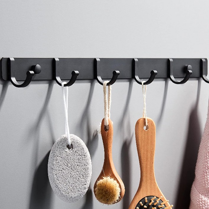 무타공 접착식 다용도 벽걸이 후크 옷걸이 행거 주방 욕실 6구