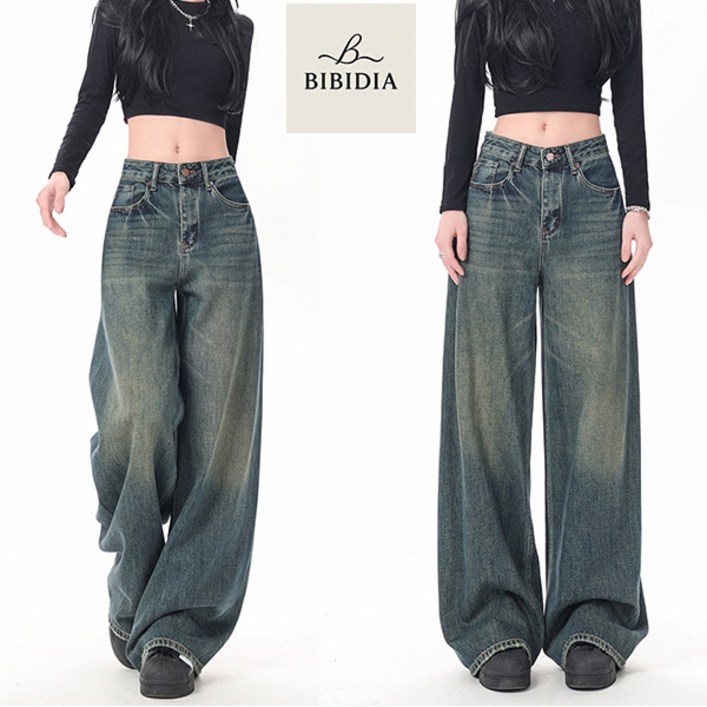 비비디아 Bibidia 봄가을 신상 여자바지 여성 데님팬츠 일자핏 청바지 와이드 팬츠 여성 연청 청바지 5578