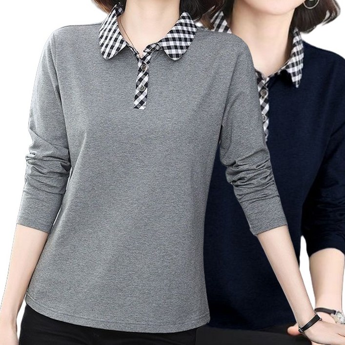 1+1 중년여성 엄마 티셔츠 긴팔티 블라우스 맨투맨 티 데일리 캐주얼 VNF7584 34