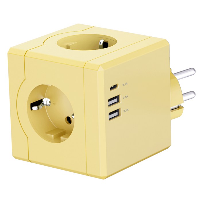 티메코 SF코팅 큐브 디자인 멀티탭 4000W 고용량 3구 USBA 2개 C타입 1개