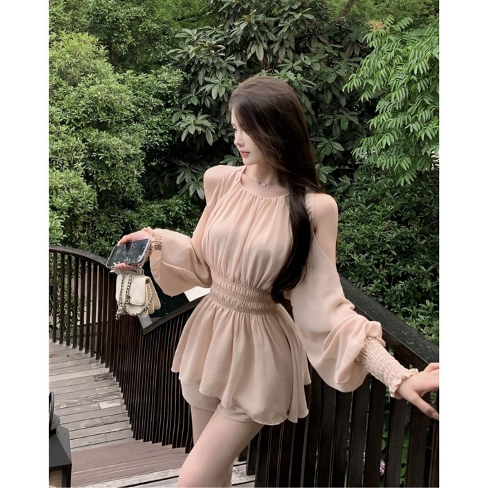 [베이비블루] 핑크 스모크 쉬폰 여리핏 투피스 세트
